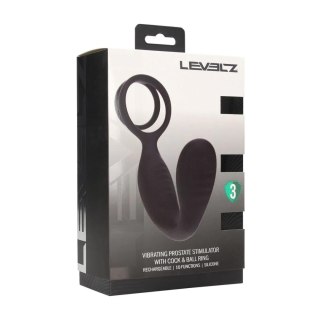 Wibrujący stymulator prostaty Levelz silikonowy z pierścieniem czarny