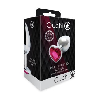 Aluminiowy korek analny Heart Gem Ouch średni 7 cm