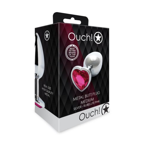 Aluminiowy korek analny Heart Gem Ouch średni 7 cm