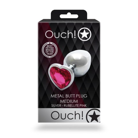 Aluminiowy korek analny Heart Gem Ouch średni 7 cm