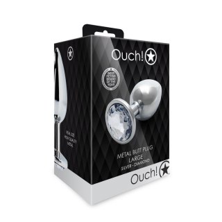 Duży aluminiowy korek analny z klejnotem Ouch! 8 cm