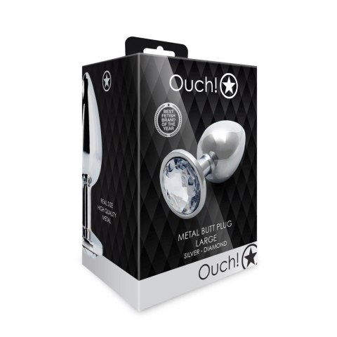 Duży aluminiowy korek analny z klejnotem Ouch! 8 cm