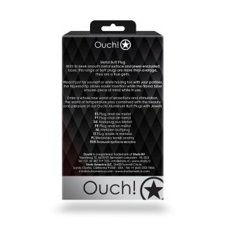 Duży aluminiowy korek analny z klejnotem Ouch! 8 cm
