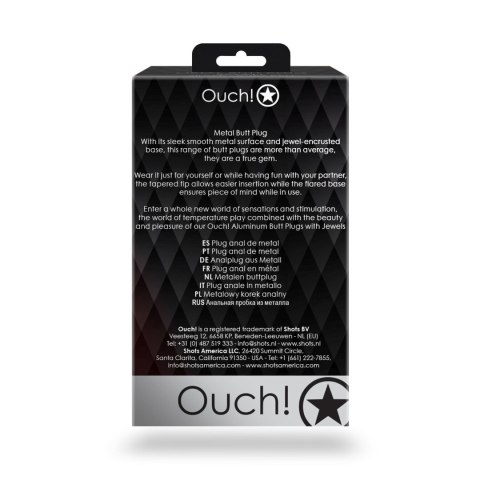 Duży aluminiowy korek analny z klejnotem Ouch! 8 cm
