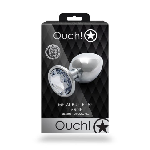 Duży aluminiowy korek analny z klejnotem Ouch! 8 cm