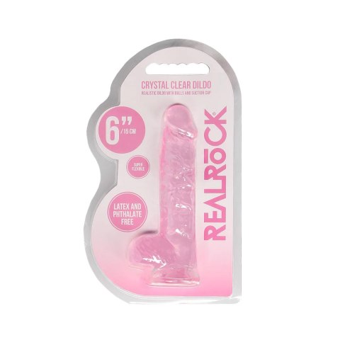Realistyczne dildo z jądrami RealRock Crystal Clear 17 cm