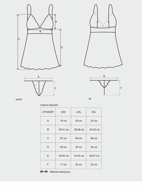 Babydoll siateczno koronkowy z stringami Obsessive XXL