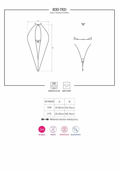 Body erotyczne Obsessive z otwartym krokiem L/XL