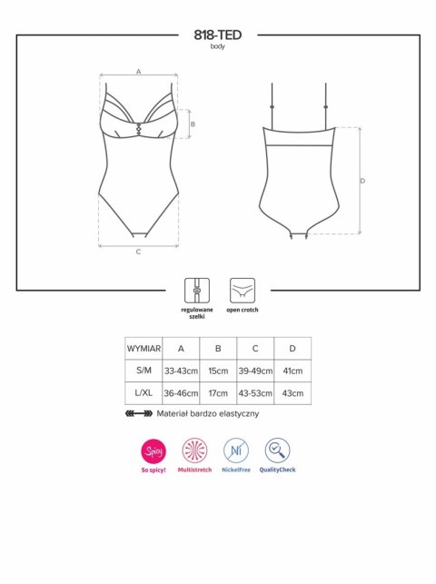 Body koronkowe Obsessive z różyczkami L/XL
