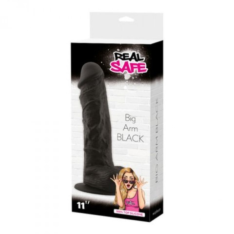 Dildo realistyczne silikonowe z jądrami Real Safe czarne