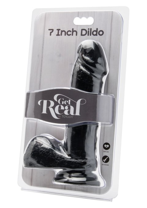 Dildo realistyczne z jądrami ToyJoy czarne 18 cm