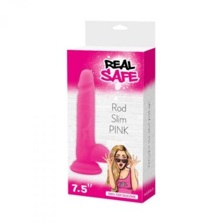 Dildo silikonowe Real Safe realistyczne slim różowe