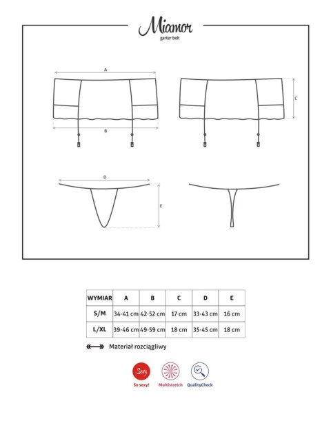 Koronkowy pas do pończoch Miamor z stringami Obsessive L/XL