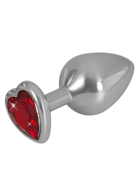 Korek analny Diamond aluminium You2Toys z czerwonym kamieniem 8,2 cm