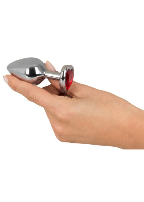 Korek analny Diamond aluminium You2Toys z czerwonym kamieniem 8,2 cm