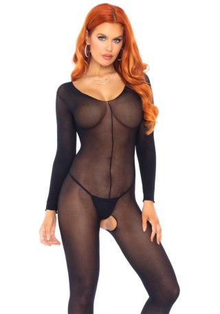 Przezroczysty bodystocking Leg Avenue z długim rękawem czarny