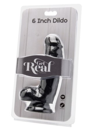 Realistyczne dildo z jajami ToyJoy Get Real czarne 15 cm