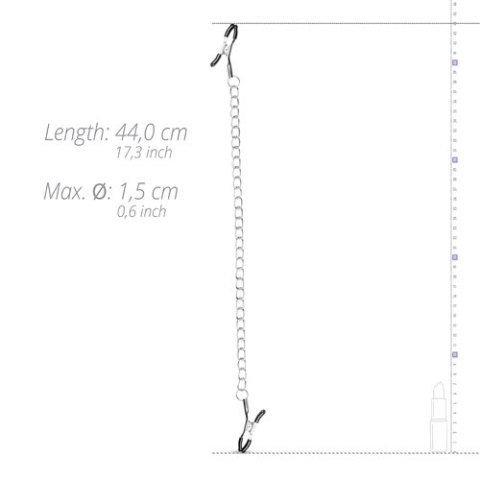 Klipsy na sutki z łańcuchem EasyToys srebrne 44 cm