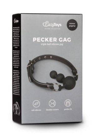 Knebel piłkowy silikonowy z koralikami EasyToys czarny 10 cm