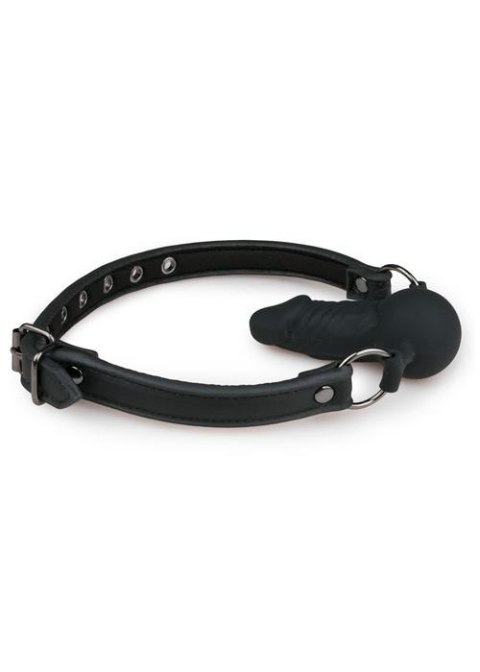 Knebel piłkowy z silikonowym penisem EasyToys czarny 9.5 cm