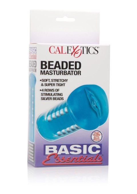 Masturbator z koralikami BasicEssentials Calexotics niebieski 13 cm