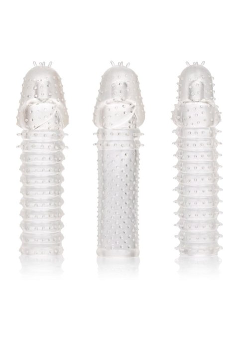 Zestaw 3 przedłużek na penisa Calexotics transparentny 15 cm
