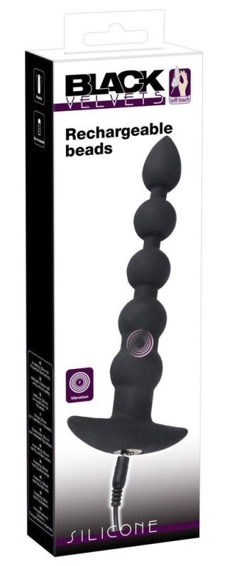 Łańcuch kulkowy analny wibrujący Black Velvets silikon USB 21 cm