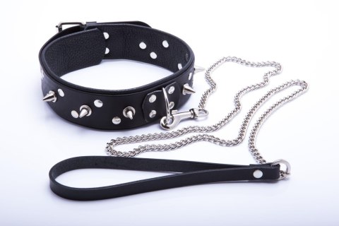 Obroża męska z ćwiekami i smyczą Whips Collection 120 cm